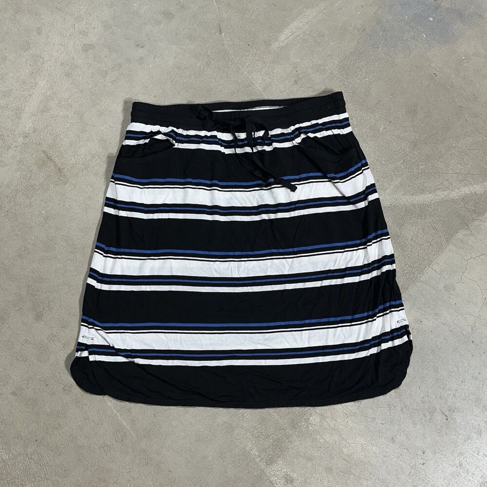 Max Studio Rayon Striped Skirt Relaxed Pockets Drawstring Size Medium NEW
